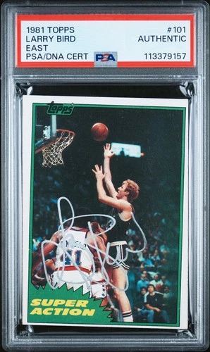 1981 Topps Larry Bird SIGNED #101 EAST RC Rookie Card Celtics PSA Autograph Slab