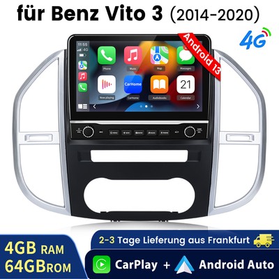 10.1  Für Benz Vito W447 Autoradio Carplay Android 13 GPS Nav BT WIFI DAB 4+64G 