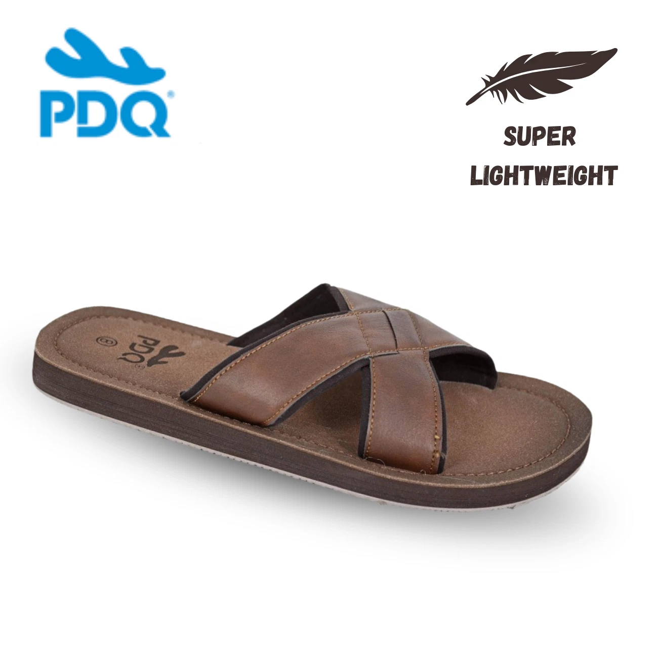 Mens Flip Flop Sandals Crossover Mule Brown PDQ Flat Soft Cushioned Lightweight
Opens in a new windo