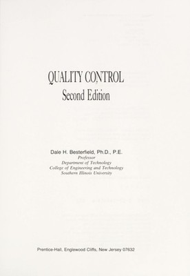 Quality Control Hardcover Dale H. Besterfield
