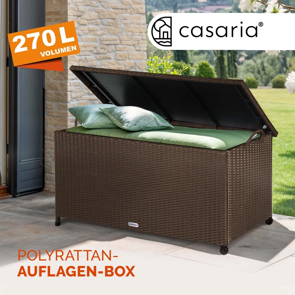 CASARIA® Gartenbox Auflagenbox Polyrattan 2 Rollen 2 Gasdruckfedern Garten Truhe - Bild 2 von 4