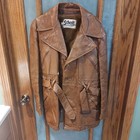 Vintage 70's Schott Bros Men's Genuine Leather 3/4 Trench Coat Faux Fur Liner — photo 1