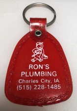 Charles City Iowa Ron’s Plumbing Plumber Job Work Advertising Vintage Keychain