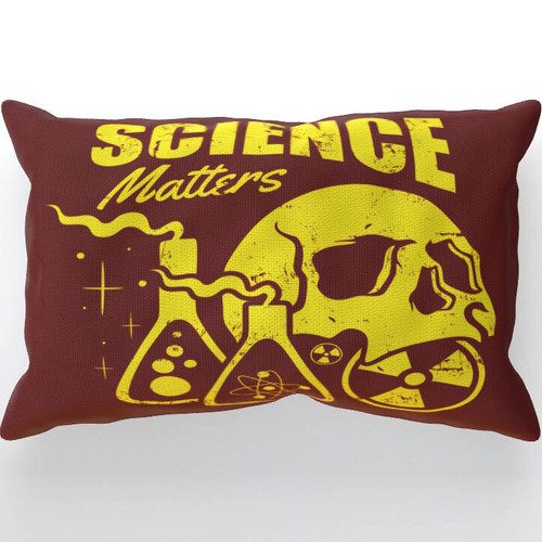 Science Matters, Red Cushion, Double-Sided, Physics Chemistry Radioactive Skull - Picture 4 of 7