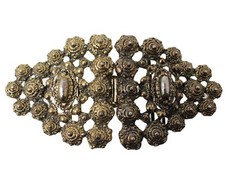 Vintage BELT BUCKLE Gold Tone Ornate 2 Piece Heavily Embossed