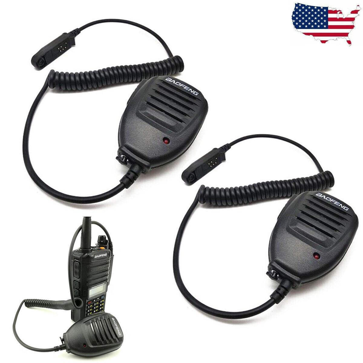 2X Baofeng Waterproof Speaker Microphone UV-9R PLUS BF-9700 Walkie Talkie Radios-image
