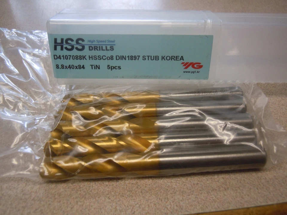 HSS TALADROS Y1D4107088K 8.8 HSSCo8 DIN 1897 STUB Lote de 5 Foto 2 de 4