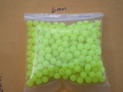 1000 PCS. 6MM. SOFT GLOW PLASTIC LURE BEADS-CHARTREUSE .042 HOLE ''MAKE SPINNERS''