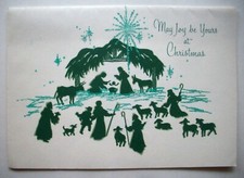 Nativity Holy Family glitter Christmas greeting card H13