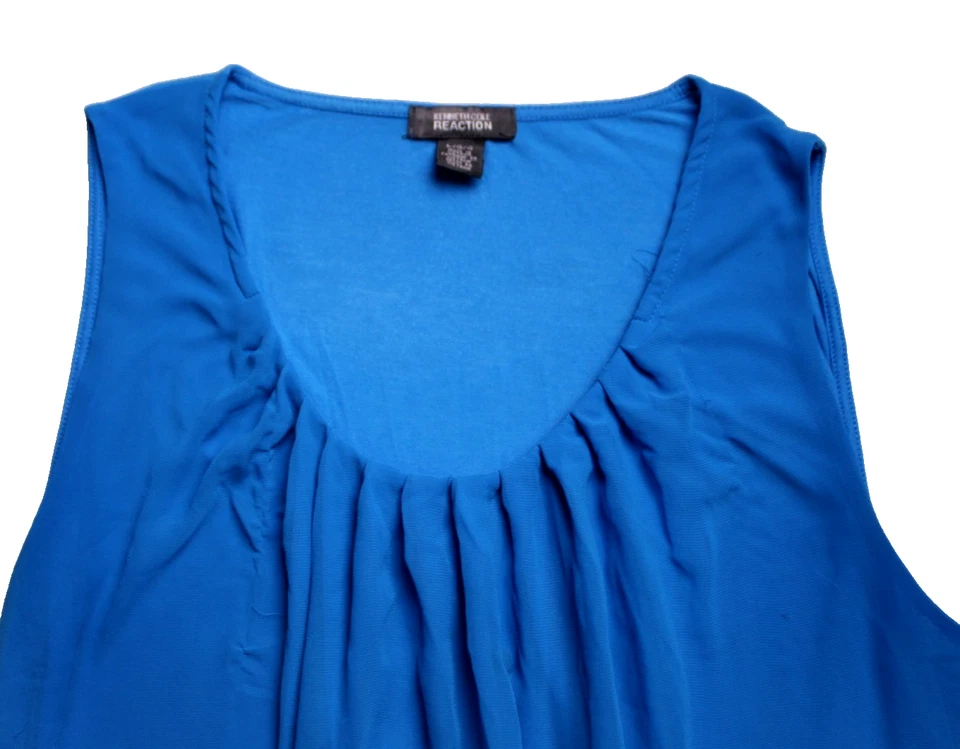 BLUSA SIN MANGAS KENNETH COLE REACTION damas talla L azul medio seda/tejido Foto 2 de 4