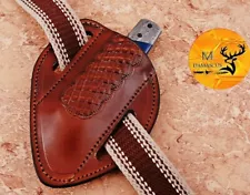 GENUINE LEATHER HAND CRAFTED BELT SHEATH FOR FIXED BLADE & FOLDING KNIFE 1307
