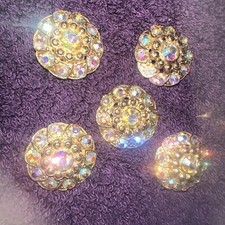 Vintage Aurora Borealias Rhinestone Buttons Lot 5
