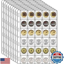 10 Sheets Coin Collection Supplies Pages, Coins Collecting Pocket Page with S
