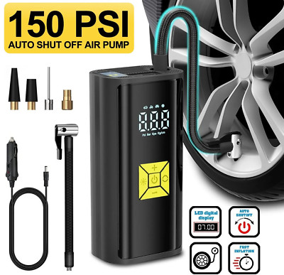 150 PSI Air Compressor Tire Inflator Fits Car Moto Bike Tires Air Pump Portable