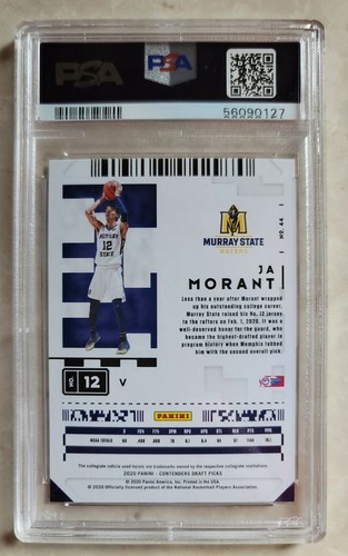 🔥2020 Panini Contenders Draft Picks NBA Basketball #44V Ja Morant PSA 10 Pop 4 - Afbeelding 2 van 3