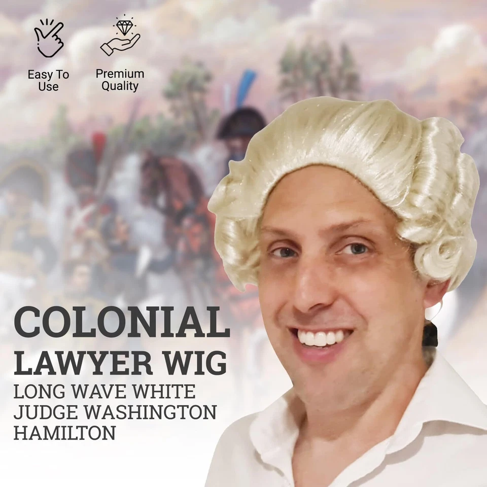 Парик колониального адвоката HandinHandCreations длинная волна белый судья Вашингтон Хами... - Изображение 4 из 4