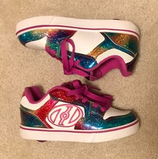 EUC Youth Heelys single wheel Iridescent Rainbow Sneakers Sz 3 Barely Used 