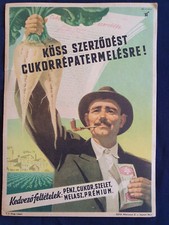 Vtg.Hungarian propaganda tram poster- sugar beet cultivation