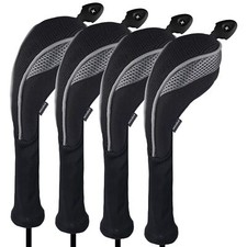 4 Pack Long Neck Golf Hybrid Club Head Covers Dial No. Tag CTMT-01 Black/Gray