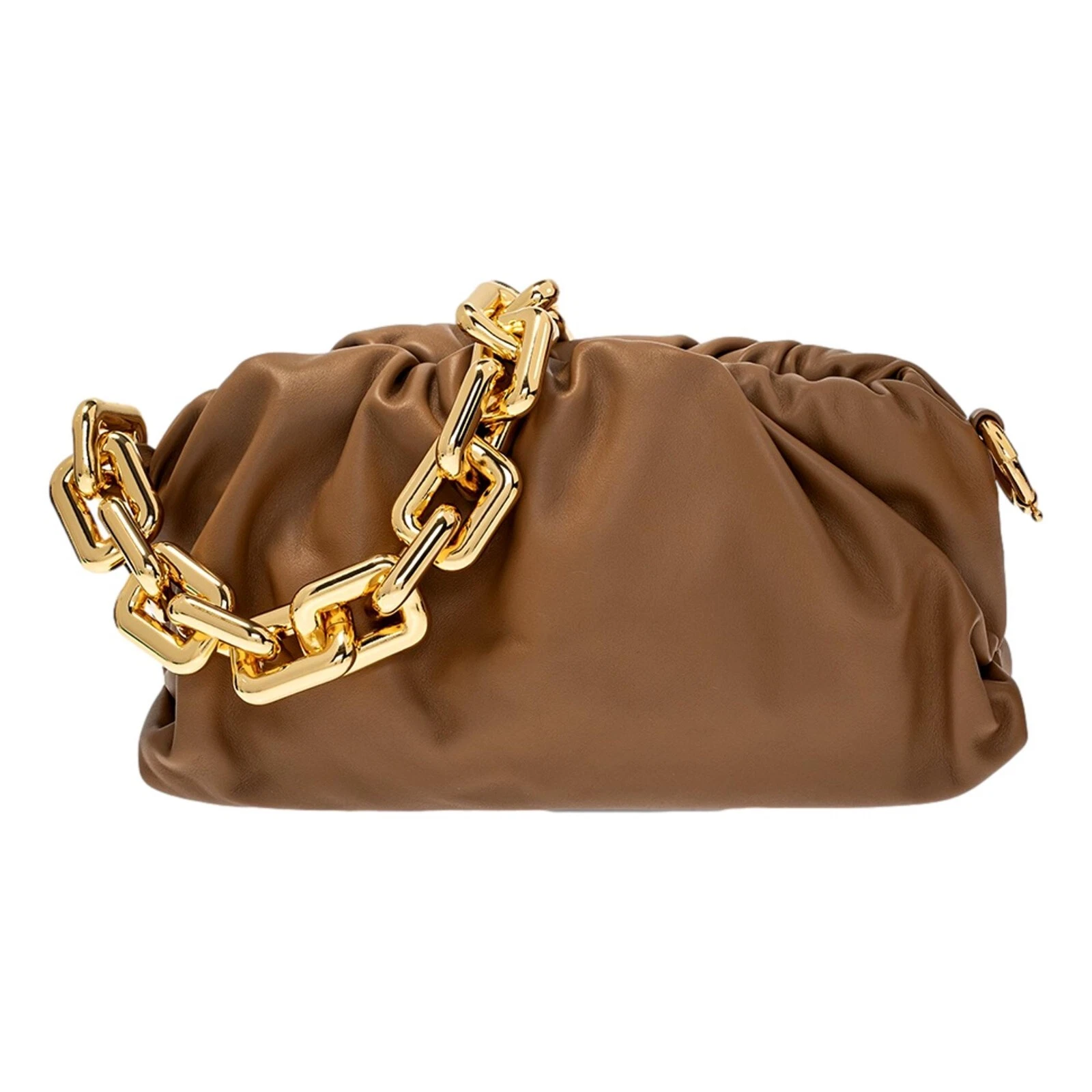 Borsa a tracolla Bottega Veneta The Chain Pouch in pelle di vitello marrone nuova