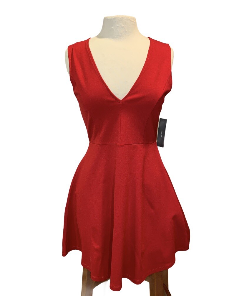 NEW Red Lulus Skater Dress Sz L