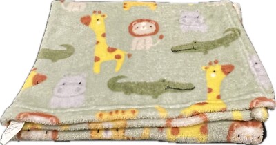 Parent s Choice Green Alligator Lion Giraffe Hippo 30 X 36 Baby Blanket Walmart