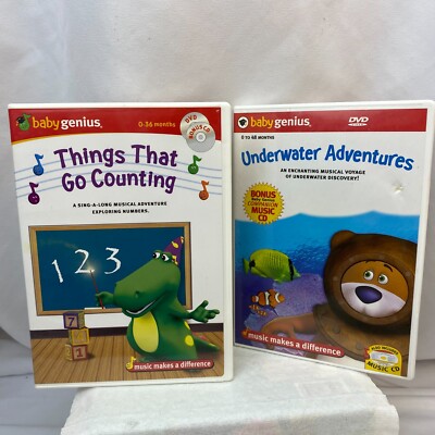 Baby Genius Learning DVD Lot - Things That Go Counting And Underwater Adventures