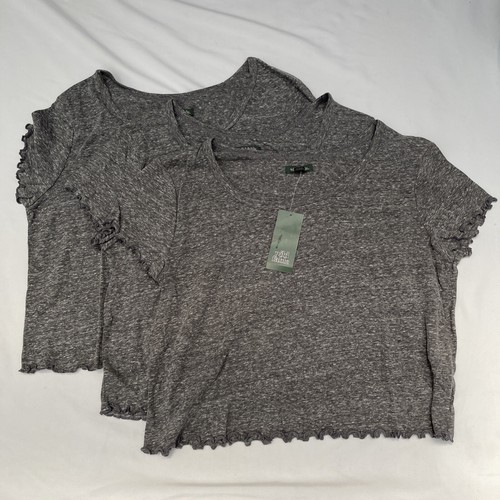 Lot of 3 Wild Fable Women's Lettuce Edge T-Shirt Top Charcoal Grey Sizes XL New