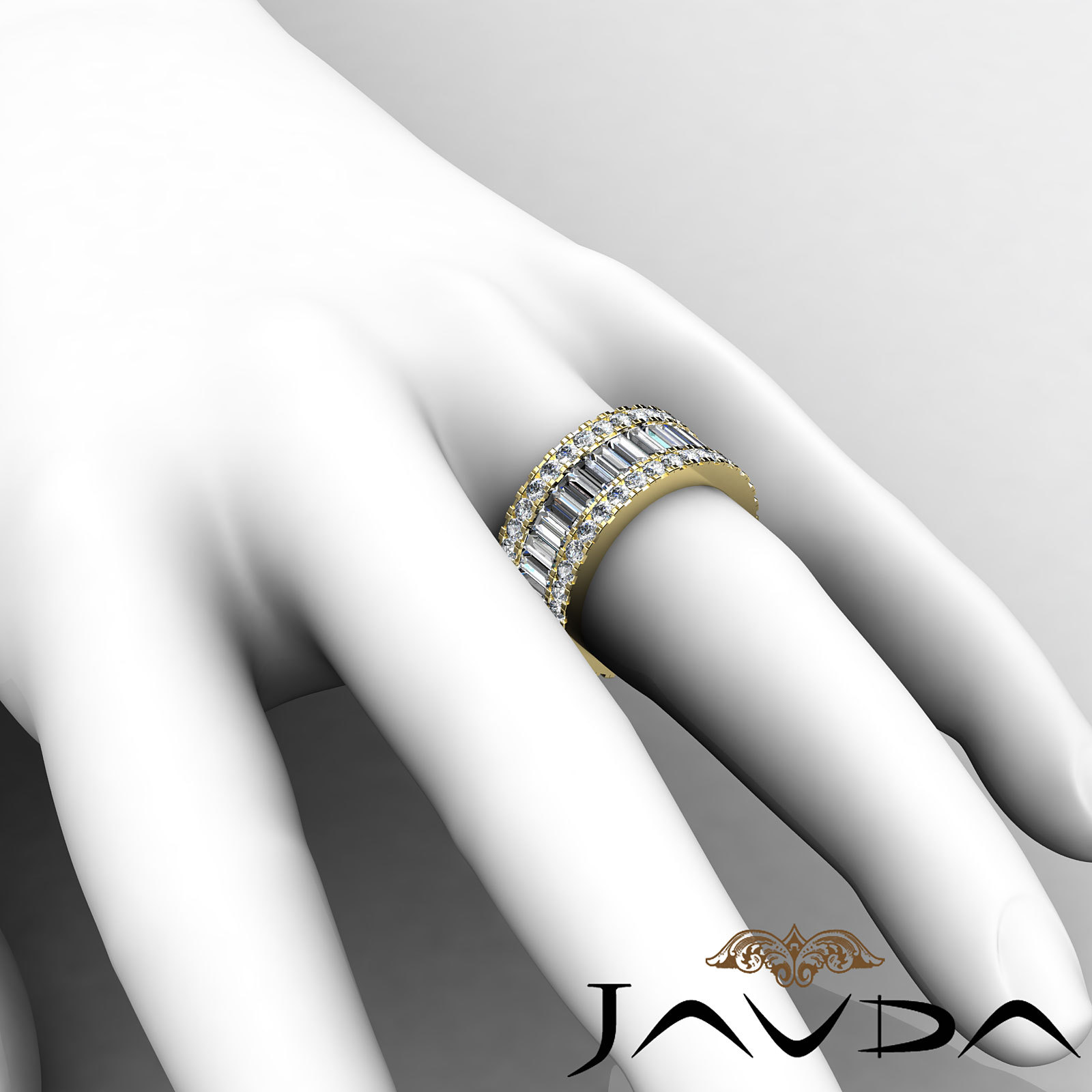 Womens Wedding Ring Baguette Round Diamond Eternity Band 14k Yellow ...