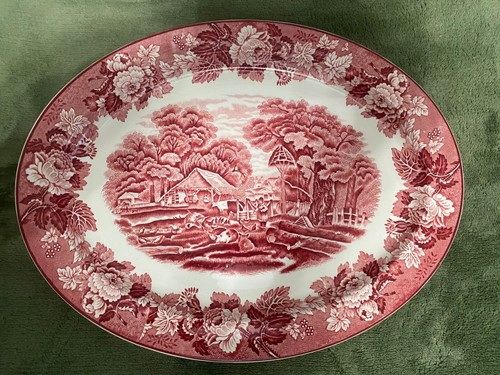 VTG Enoch Wood's English Scenery Oval Large Serving Dish Red. Wood & Sons- 13.5" - Picture 8 of 9