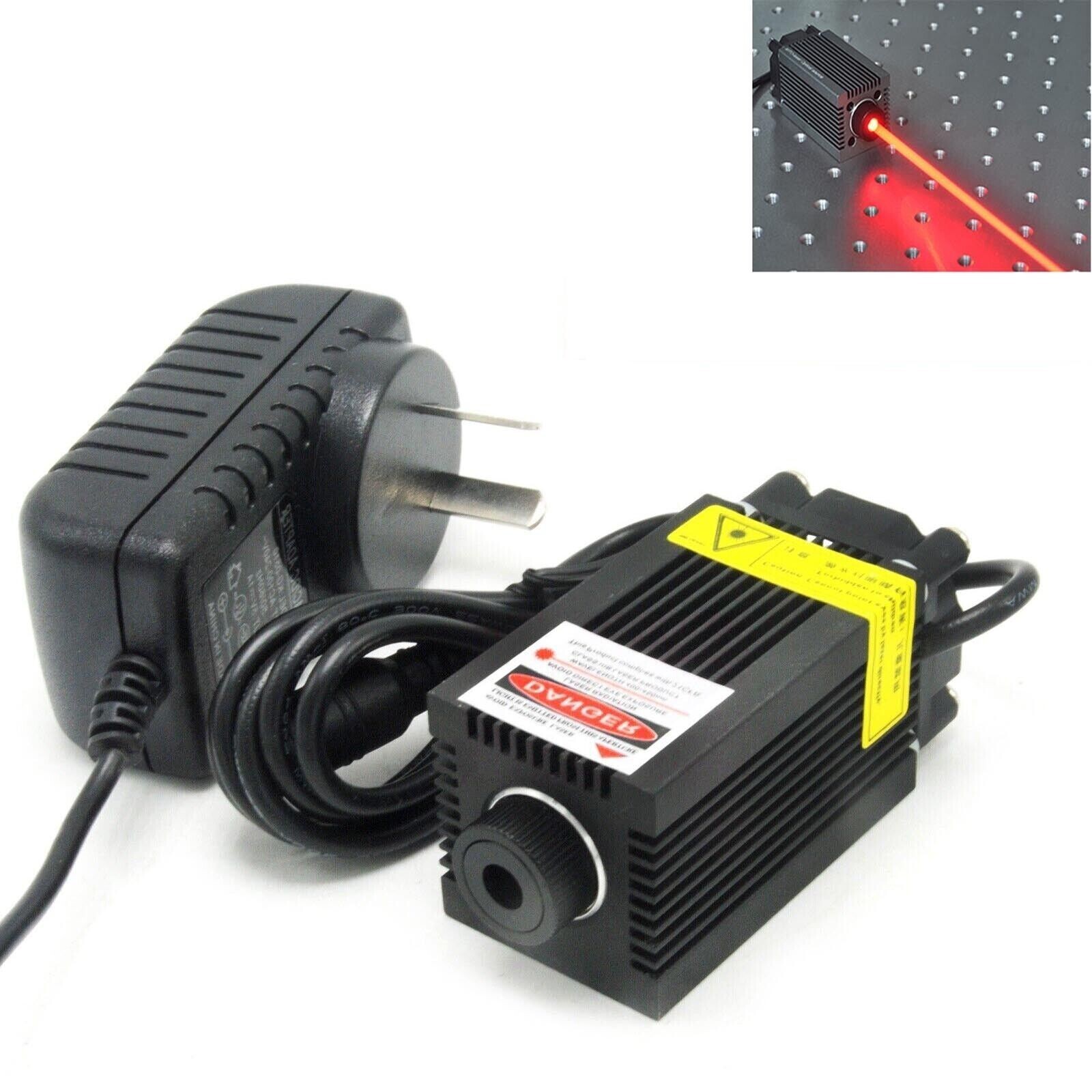 Orange-Red 635nm 750mW Focusable Dot Laser Module Engraving Maching 12V Adapter