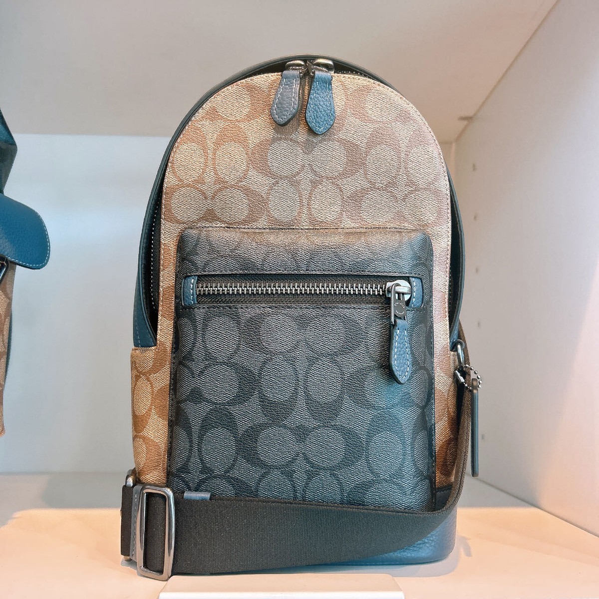 NWT Coach varsity stripe Charlie backpack&wallet Coach West Backpack In Signature Canvas With Varsity Stripe  main image 3