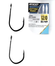 Owner Jobu 12/0 3X  Cutting Point Big Game Hooks Pack of 2 Marlin/Tuna/Sharks
