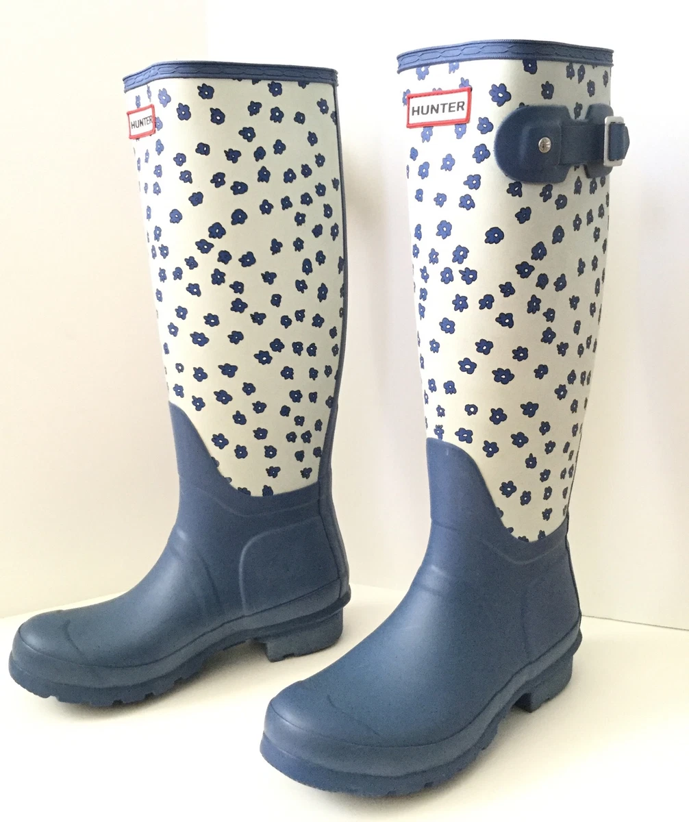 Controversia Juguetón Rebaja NEW Hunter Original Festival Floral Rain Boots, Blue (Size 5 M) - MSRP  $150.00! | eBay