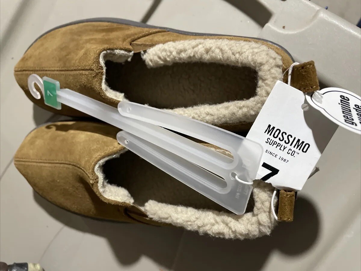 SAOLA Pantofole da uomo Mossimo~vera pelle scamosciata e sherpa~MARRONE~suola spessa~taglia 7 nuove con etichette