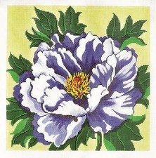  NEW Periwinkle Peony 14x14 on 12 mesh handpainted Needlepoint Canvas by LEE