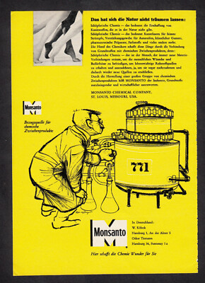 3w3089/ Alte Reklame von 1960 - MONSANTO - Hier schafft die Chemie Wunder für Si