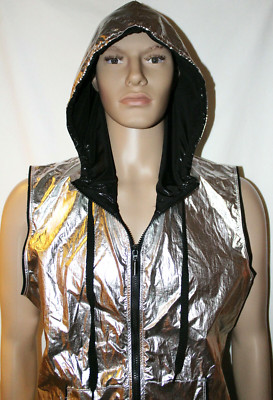 manstore M 2104 Größe L  zipped Hoody farbe silber Nightclub Style silbernd