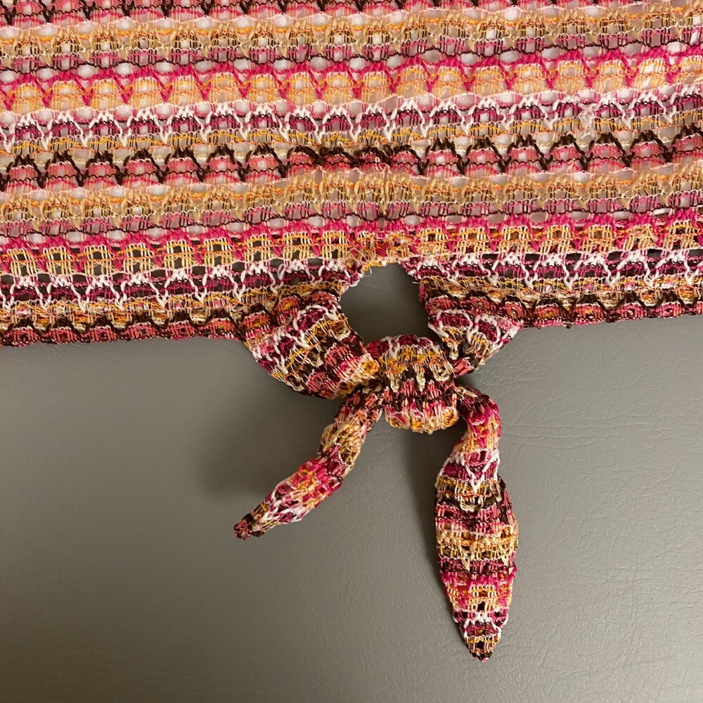 Alfred Dunner Tie-Front Knit Blouse Top Plus 3X Beaded Neckline Short Sleeve