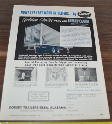 1963 Dorsey Trailer Truck Ad Unifoam Fuller 65 Series