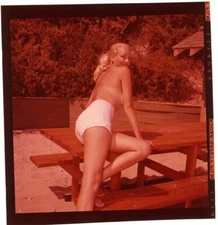 Greta Thyssen Sexy Blonde Bombshell Exotic Pin Up Original 2 1/4 Transparency