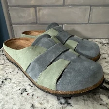 Earth Origins Suede Woven Clogs Ellery Steel Blue 10