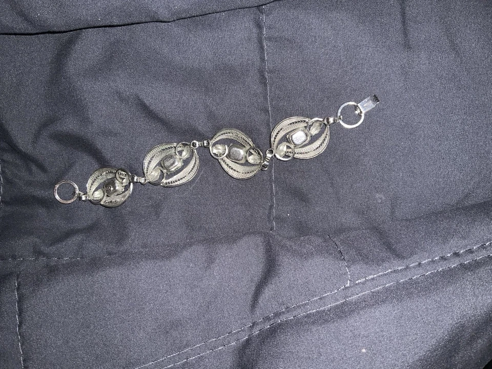 Brazalete de cadena Van Dell de plata de ley 925 con topacio azul de 7,5 pulgadas JZ73 Foto 2 de 4