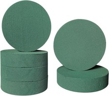 6 Pcs Round Floral Foam Blocks Each 3  X 1.5   Green Wet  Dry Flower Foam