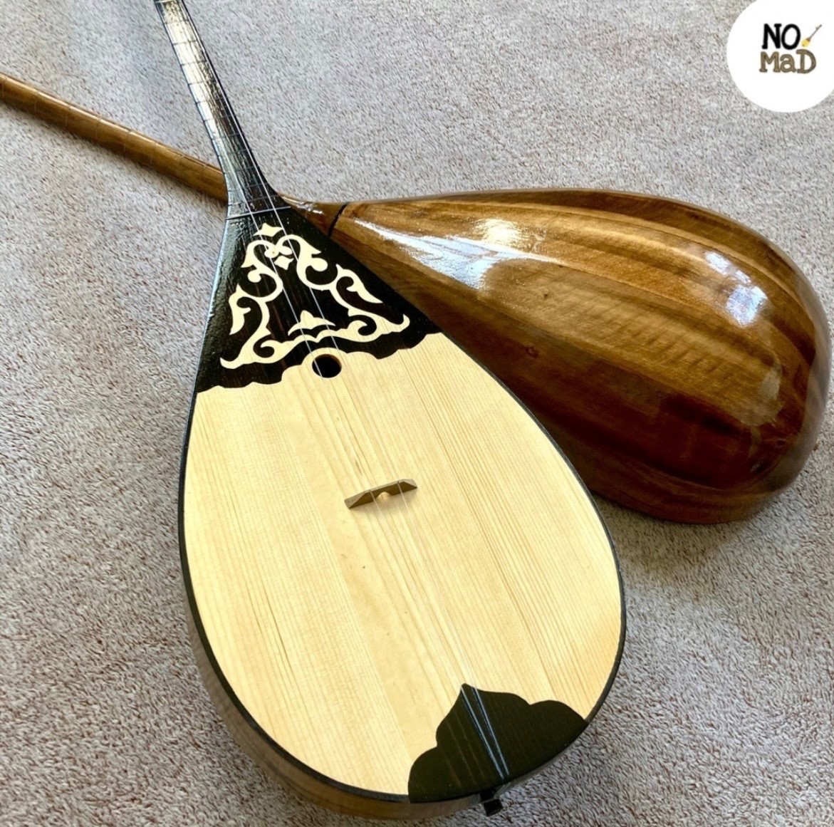 Kazakh Dombra Traditional 2-String Musical Instrument with Carrying Case