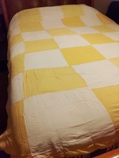 Very Old Very Comfortable 84x70 Handmade Checkerboard Quilt SOME REPAIR 2