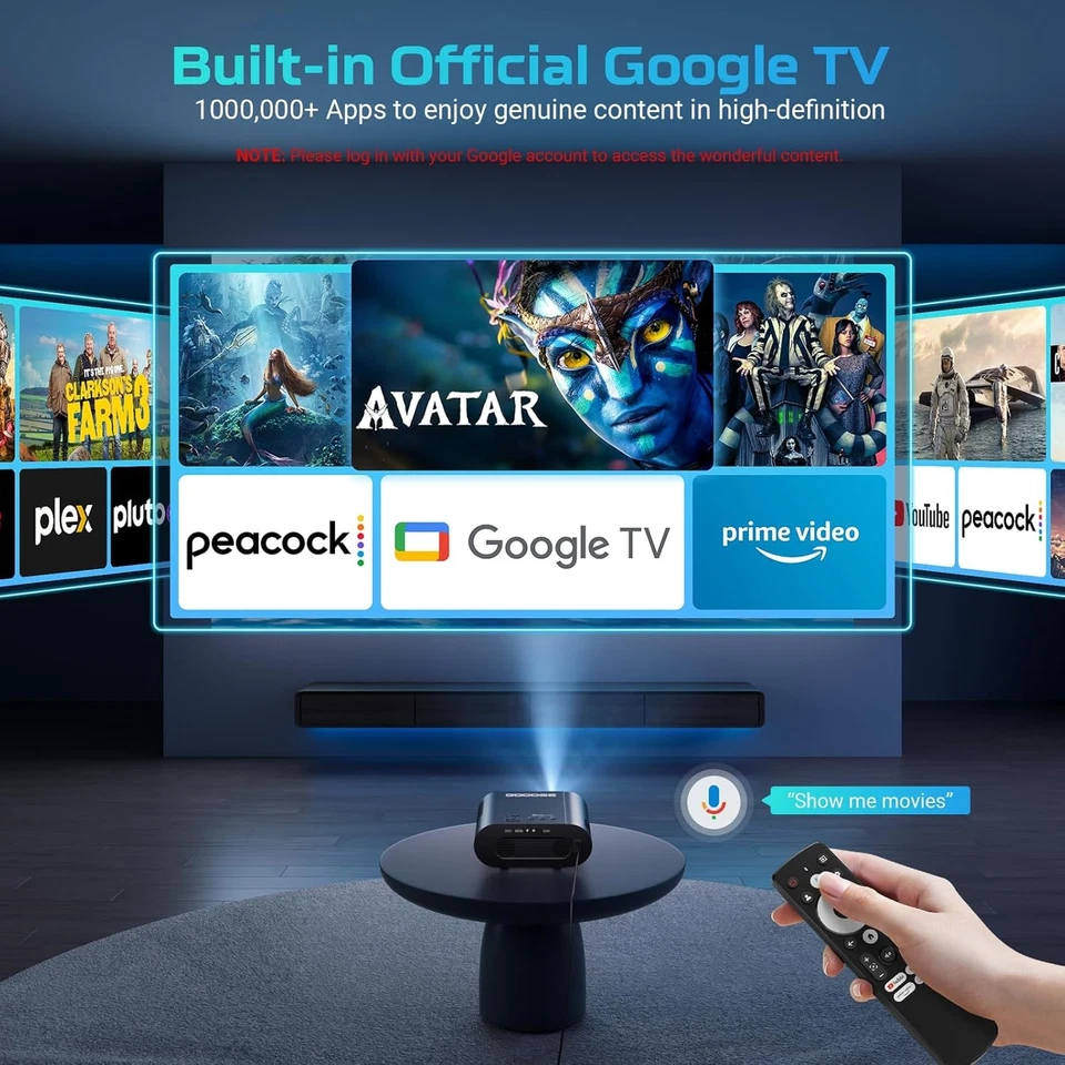 [Google TV/Voice Control]GooDee 4K UHD Smart Projector with WiFi and Bluetooth - Image 2 of 4