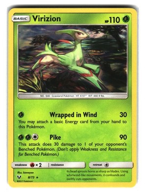 Pokemon TCG Virizion 8/73 Holo Rare Champion's Path 