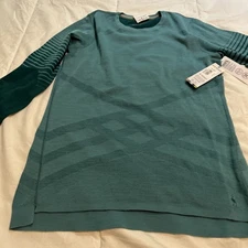$130 Smartwool Women Intraknit Merino Wool  Base Layer Crew-Emerald Green Ski XL