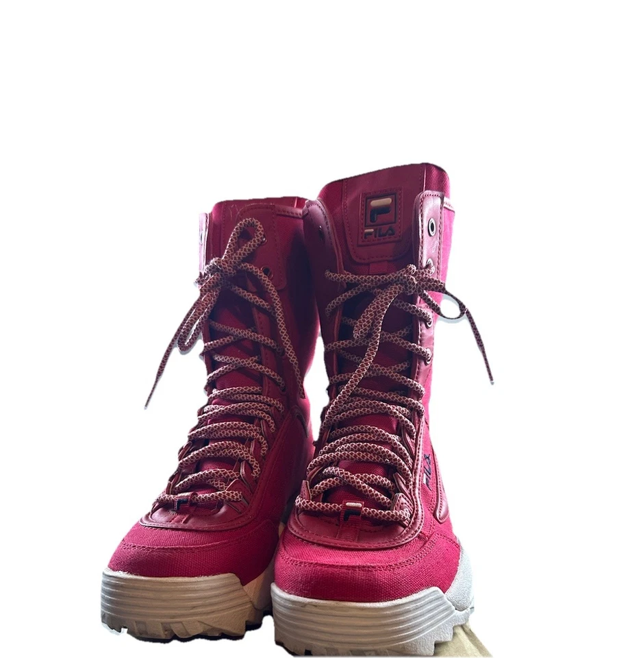 Fila Disruptor Ballistic Womens Shoe Size 6.5 Red/White Hightop Shoes Boots - Image 4 of 4